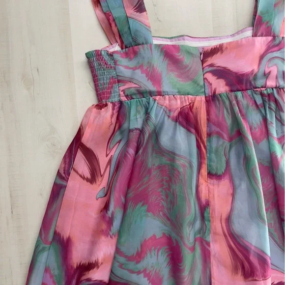 AMANDA UPRICHARD revolve Cindylou printed babydoll dress pink event weekend L - Picture 9 of 9